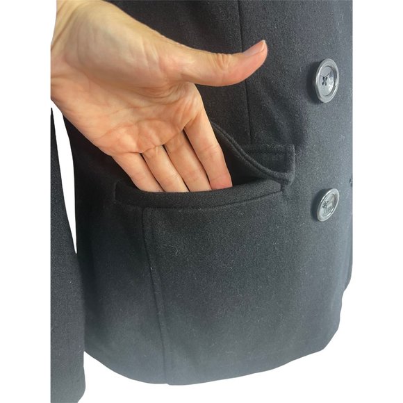 Size Medium BLACK WOOL-BLEND MOTHERHOOD MATERNITY COAT Peacoat Jacket Winter - Picture 8 of 11